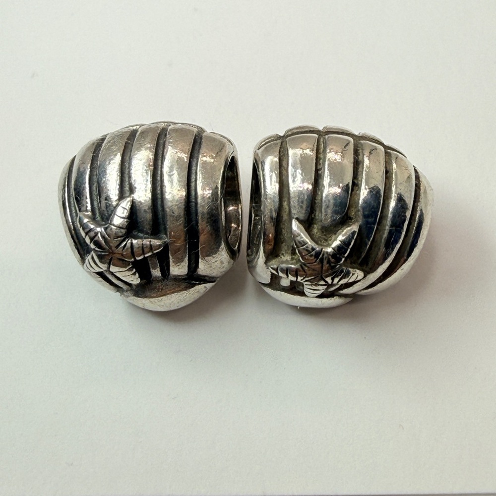 Pandora Clam Shell w Starfish Charms Set of 2 S925 ALE - Picture 4 of 5